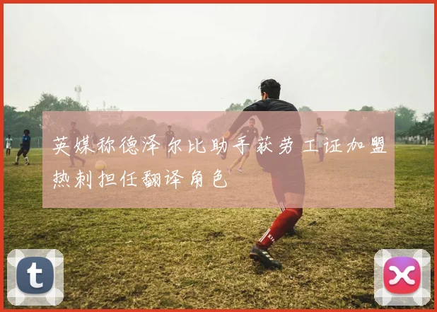 英媒称德泽尔比助手获劳工证加盟热刺担任翻译角色
